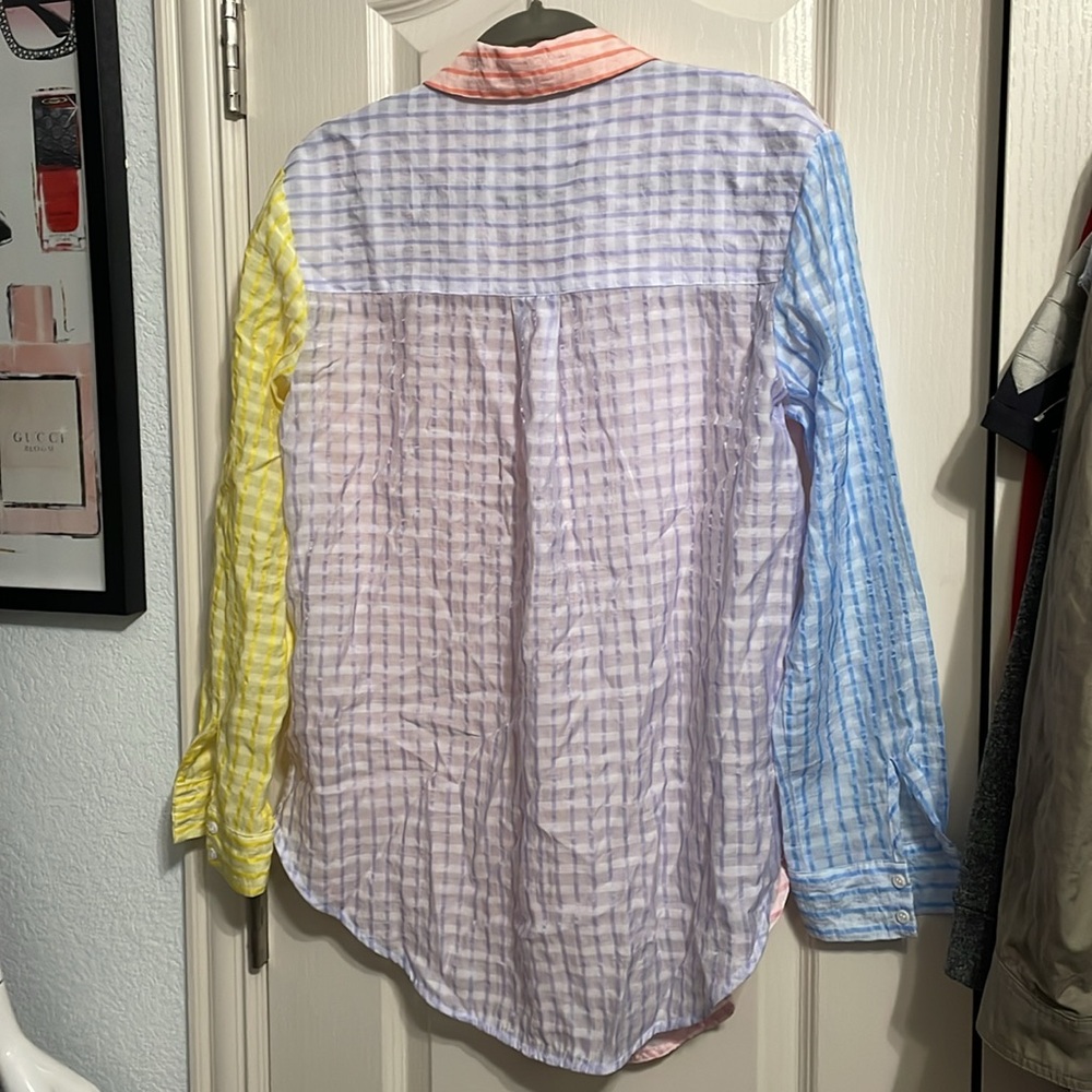 English Factory Colorblock Long Sleeve Button Down Preppy Dopamine Soft Girl - Picture 3 of 5